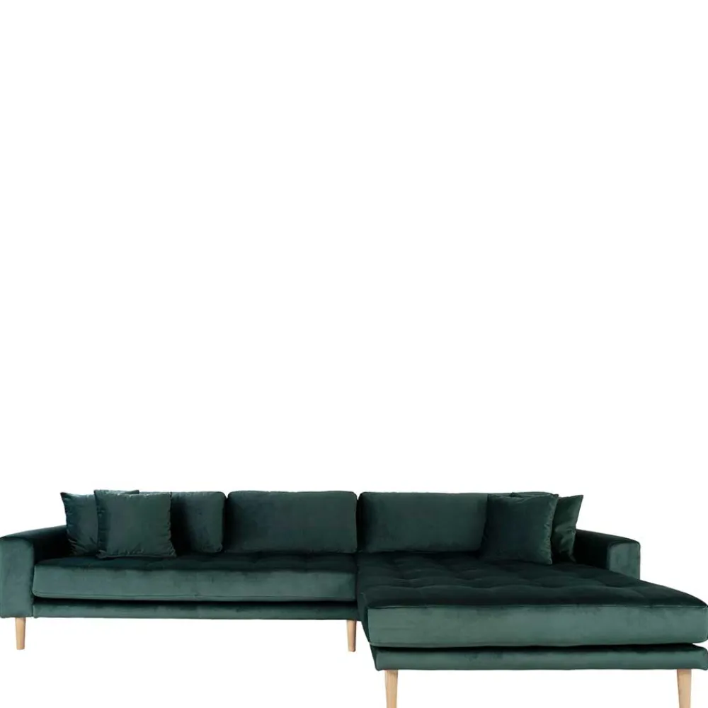 Wohnen 290x76x170 Samt Ecksofa im Skandi Design - Bonisa