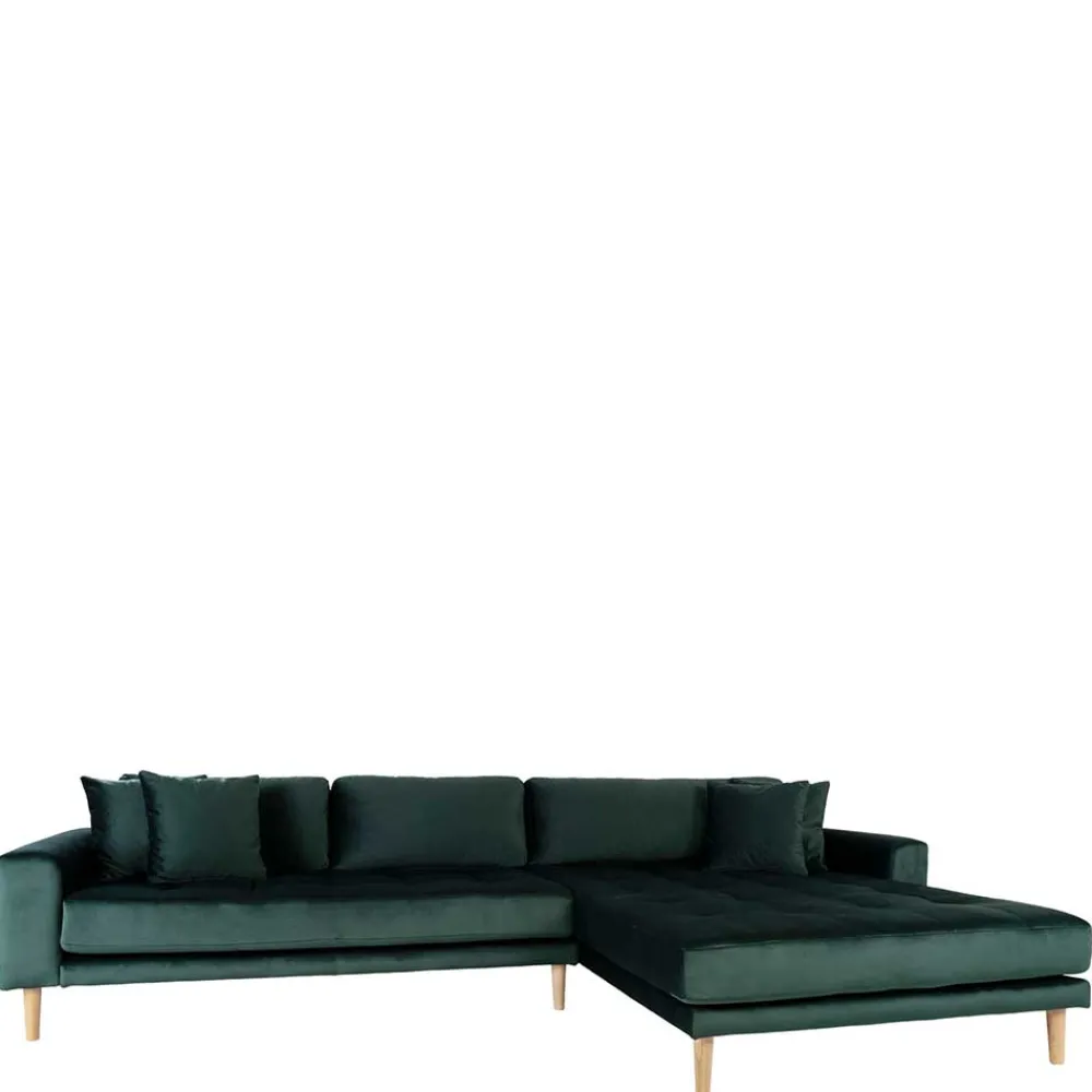 Wohnen 290x76x170 Samt Ecksofa im Skandi Design - Bonisa