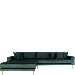 Wohnen 290x76x170 Samt Ecksofa im Skandi Design - Bonisa