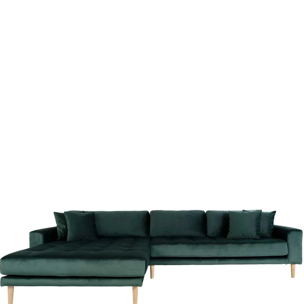 Wohnen 290x76x170 Samt Ecksofa im Skandi Design - Bonisa