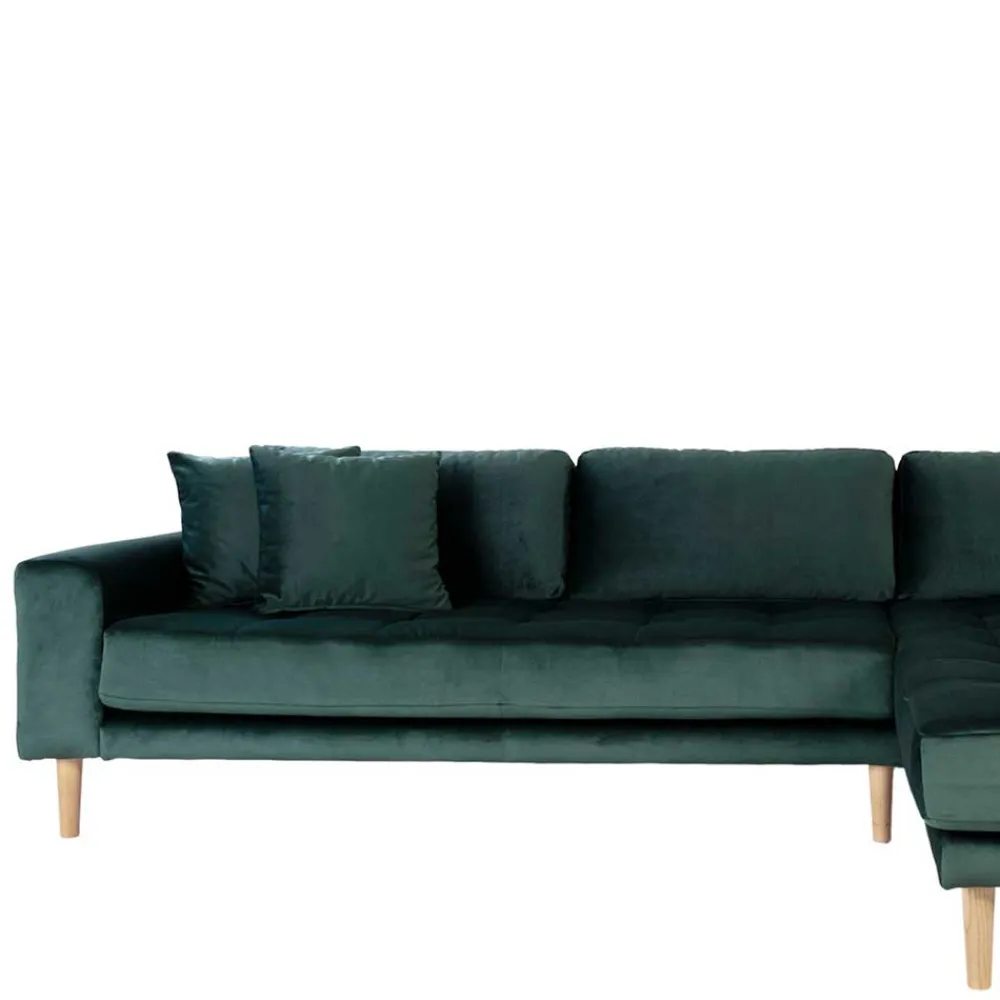 Wohnen 290x76x170 Samt Ecksofa im Skandi Design - Bonisa
