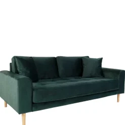 Wohnen Skandinavische Möbel|Sofas*180x76x93 Samt Wohnzimmercouch in Dunkelgrün - Secilia