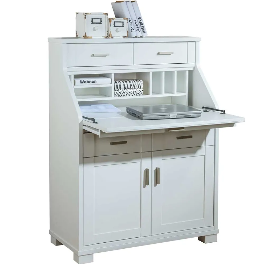 Wohnen 85x117x44 Scandi Chic Sekretär in Weiß - Pray