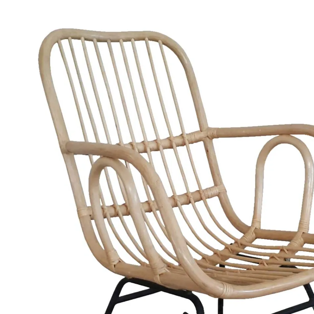 Wohnen 57x95x84 Schaukelstuhl aus Rattan & Eisen - Ambriosso