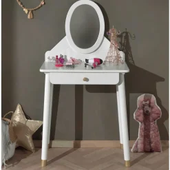 Kinder Wohnen 70x140x40 Schminkkonsole mit Spiegel & Schublade - Zimventa