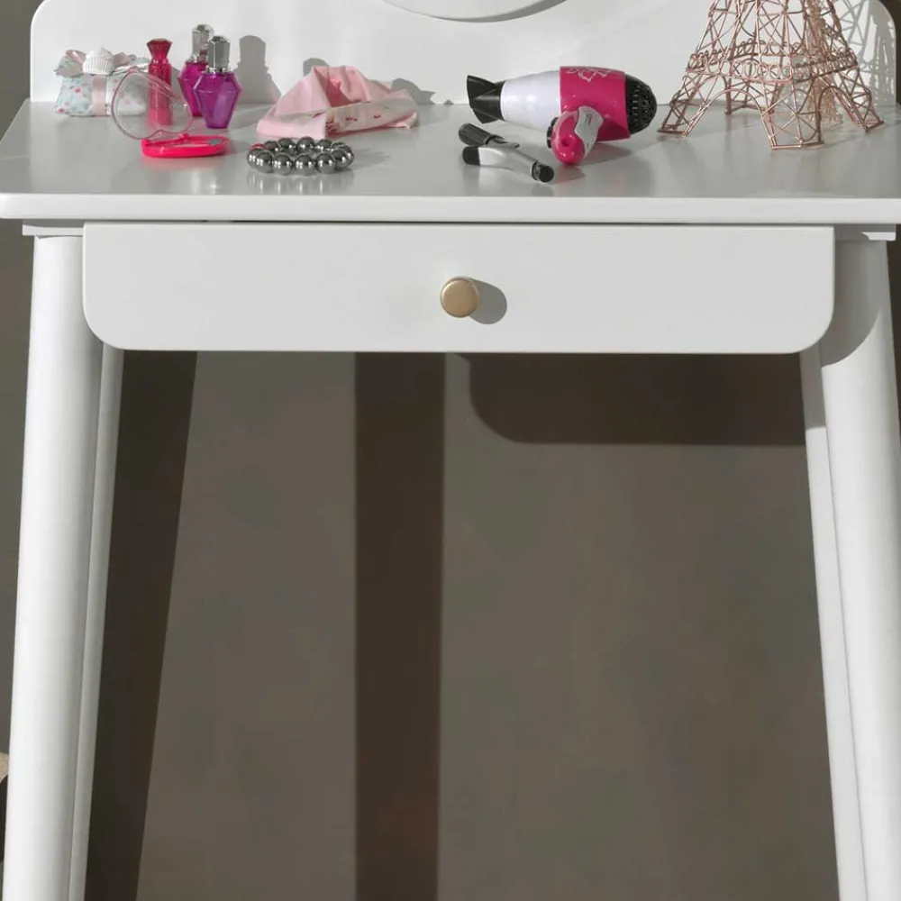 Kinder Wohnen 70x140x40 Schminkkonsole mit Spiegel & Schublade - Zimventa