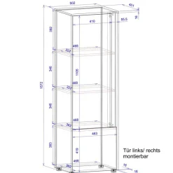 Wohnen 50x158x40 Schrank in Anthrazit mit Wildeiche - Ahilav