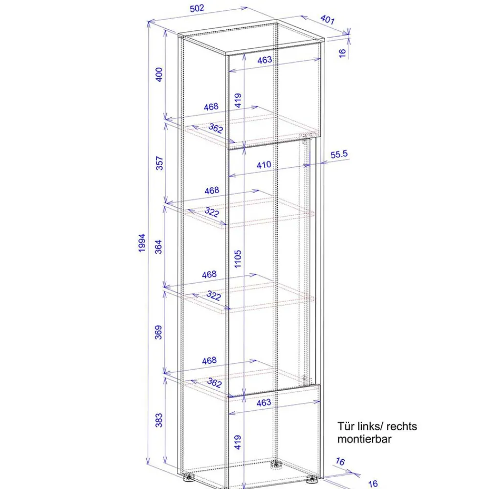 Wohnen Büroschränke*50x200x40 Schrank in Weiß und Wildeiche NB - Nonessia
