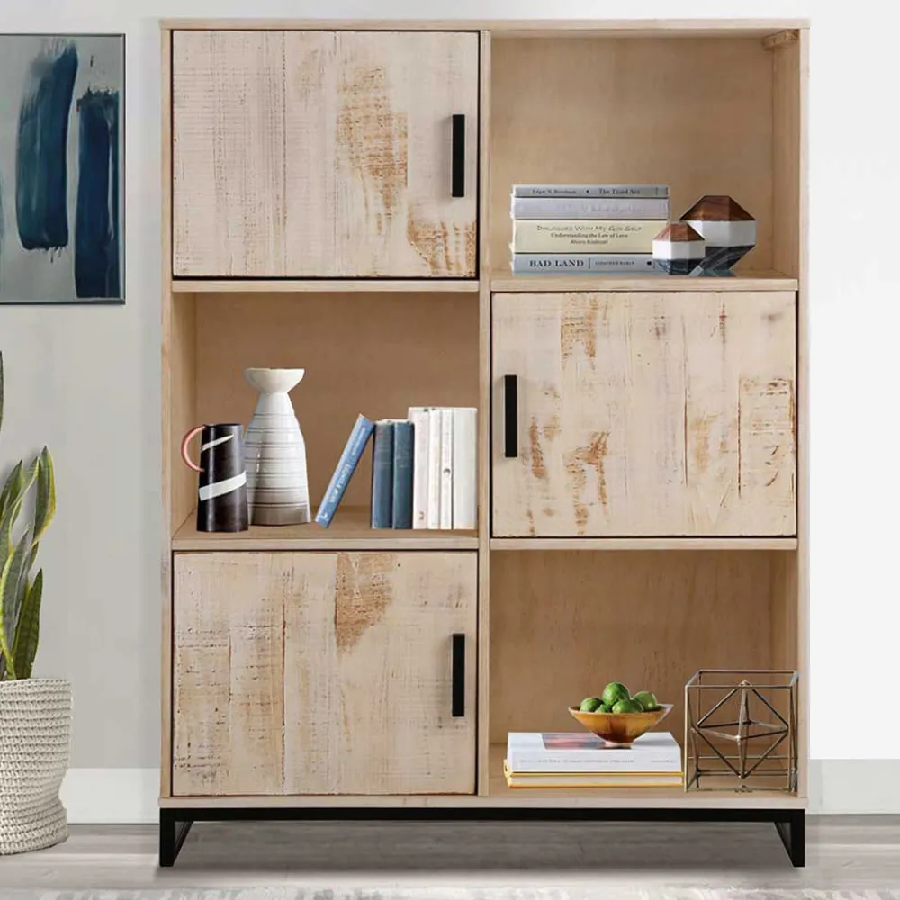 Wohnen 110x140x39 Schrank mit 3 Türen & 3 Fächern - Pseino