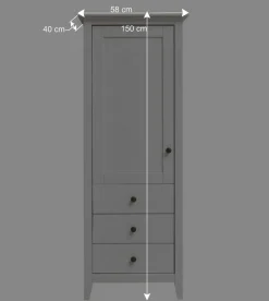 Wohnen 58x150x40 Schrank mit Tür und drei Schubladen - Astinion