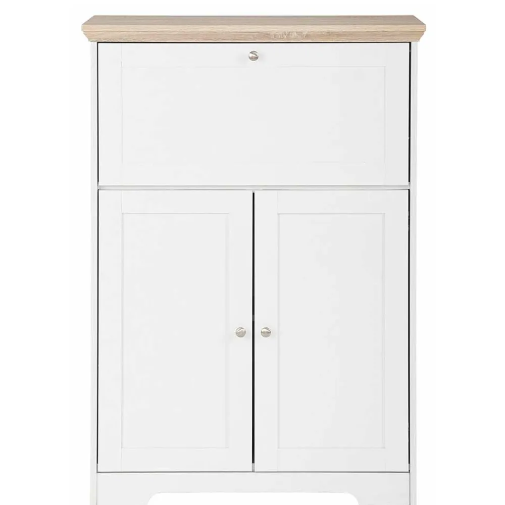 Wohnen 81x116x39 Schreibschrank Sekretär in Weiß - Akedra