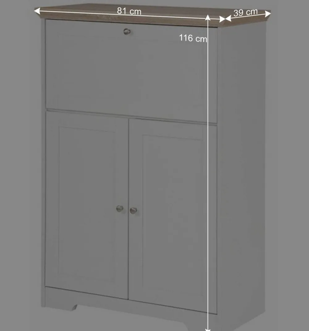 Wohnen 81x116x39 Schreibschrank Sekretär in Weiß - Akedra
