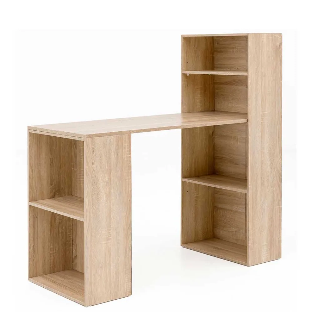 Wohnen 120x120x53 Schreibtisch mit 2 Regalen - Sunset