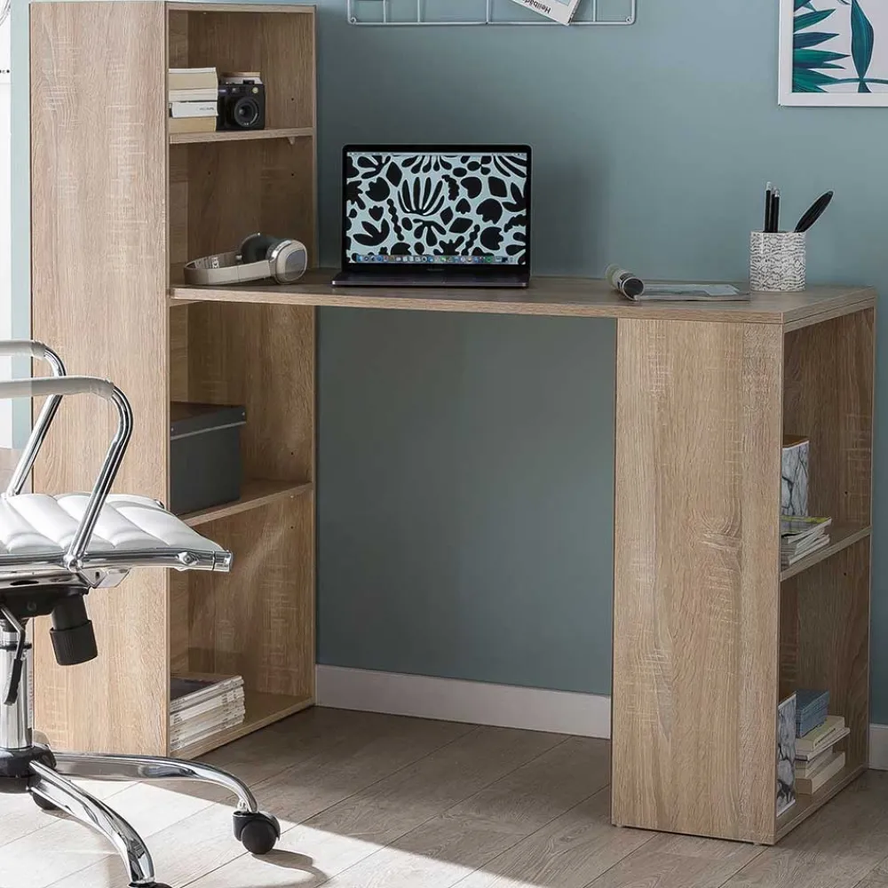 Wohnen 120x120x53 Schreibtisch mit 2 Regalen - Sunset