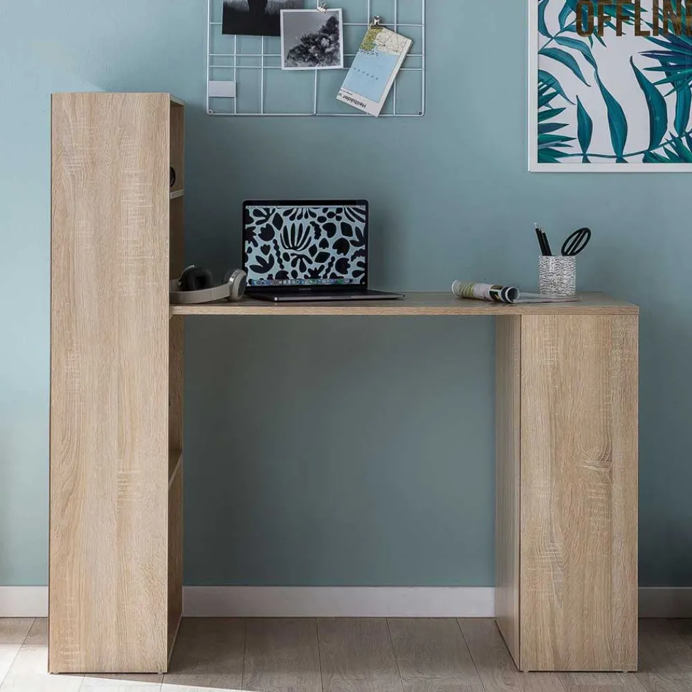 Wohnen 120x120x53 Schreibtisch mit 2 Regalen - Sunset