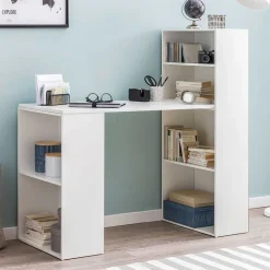 Wohnen Bürotische*120x120x53 Schreibtisch Regal Kombi in Weiß - Ricana