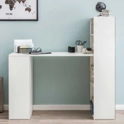 Wohnen Bürotische*120x120x53 Schreibtisch Regal Kombi in Weiß - Ricana