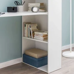 Wohnen Bürotische*120x120x53 Schreibtisch Regal Kombi in Weiß - Ricana