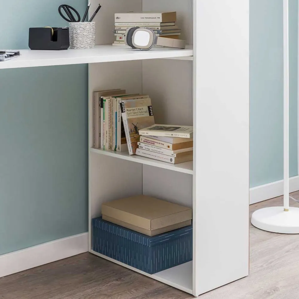 Wohnen Bürotische*120x120x53 Schreibtisch Regal Kombi in Weiß - Ricana