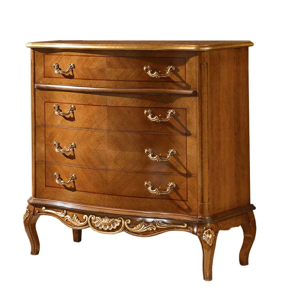 Wohnen Küchenschränke|Italienische Möbel*101x100x46 Schubladen-Kommode in Nussbaum - Aciara