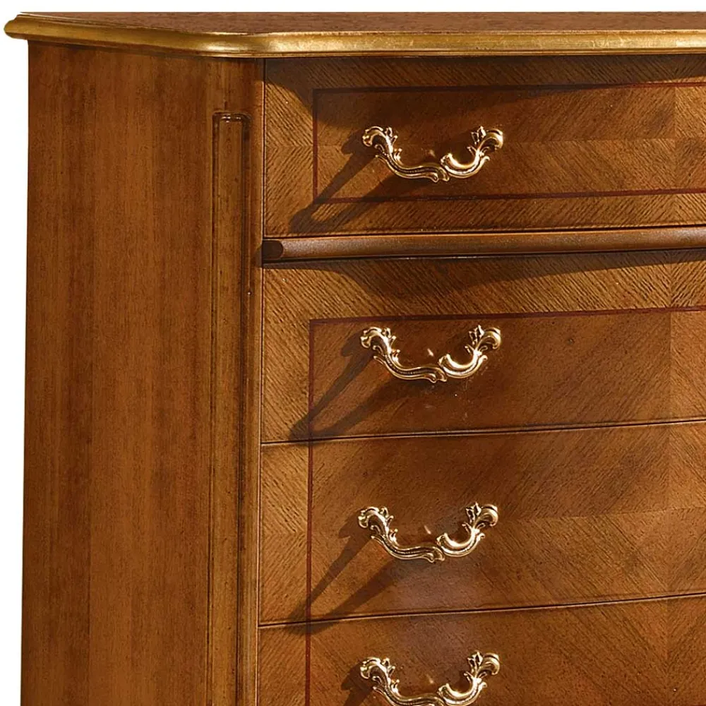 Wohnen Küchenschränke|Italienische Möbel*101x100x46 Schubladen-Kommode in Nussbaum - Aciara