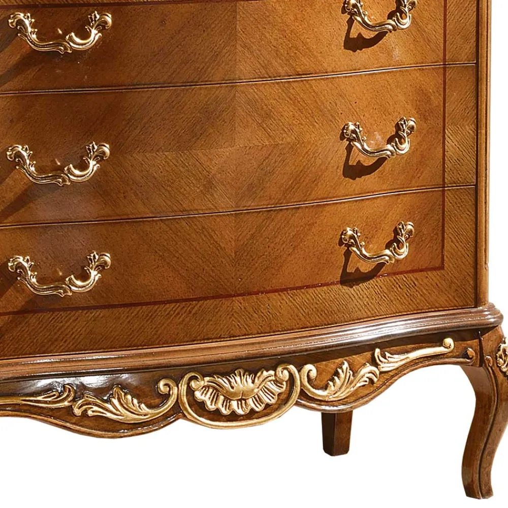 Wohnen Küchenschränke|Italienische Möbel*101x100x46 Schubladen-Kommode in Nussbaum - Aciara