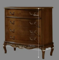 Wohnen Küchenschränke|Italienische Möbel*101x100x46 Schubladen-Kommode in Nussbaum - Aciara