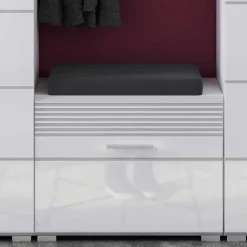 Wohnen 60x40x37 Schuhbank in Weiß Hochglanz - Sumatra