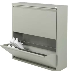 Wohnen 75x75x13 Schuhkipper aus Stahl in Graugrün - Laci