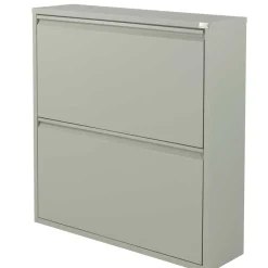 Wohnen 75x75x13 Schuhkipper aus Stahl in Graugrün - Laci