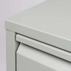 Wohnen 75x75x13 Schuhkipper aus Stahl in Graugrün - Laci