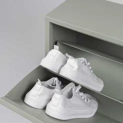 Wohnen 75x75x13 Schuhkipper aus Stahl in Graugrün - Laci