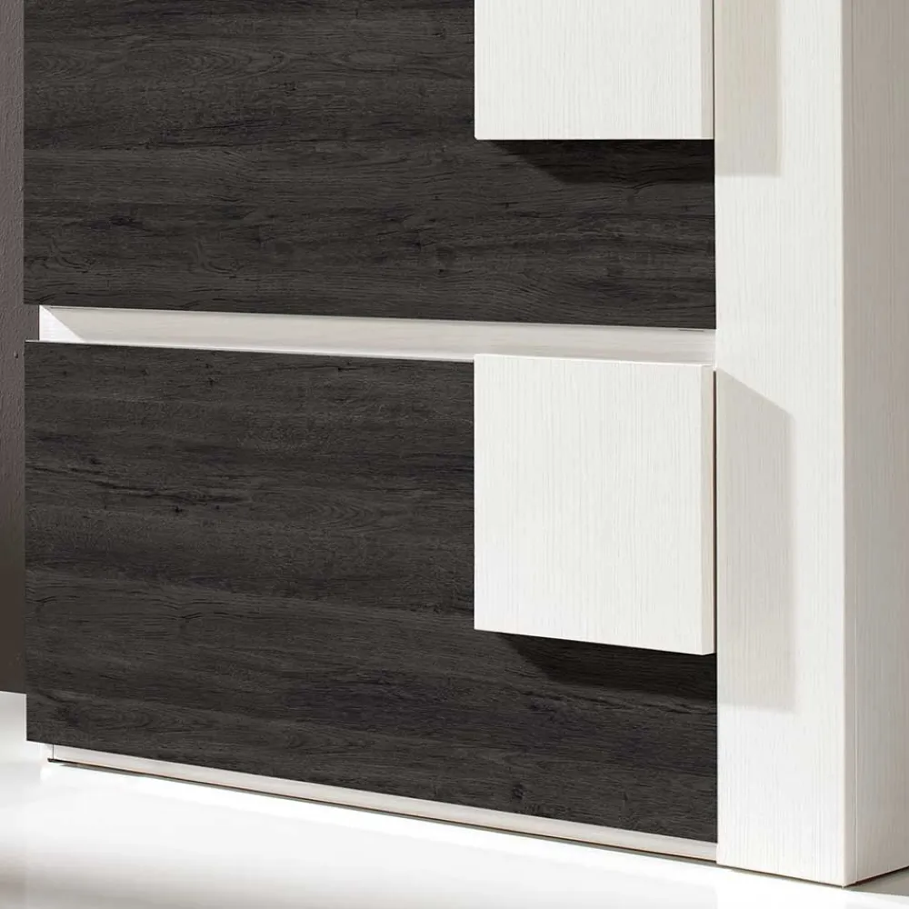 Wohnen 90x94x30 Schuhklapper in Weiß & Schwarzgrau - Celorma