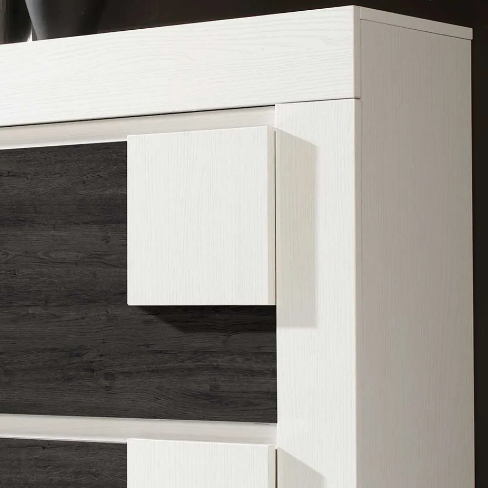 Wohnen 90x94x30 Schuhklapper in Weiß & Schwarzgrau - Celorma