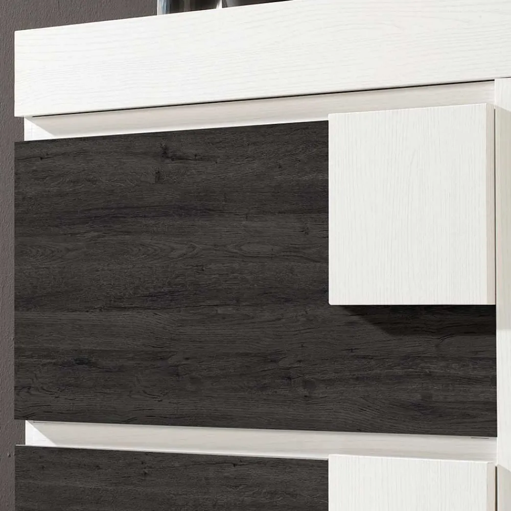 Wohnen 90x94x30 Schuhklapper in Weiß & Schwarzgrau - Celorma