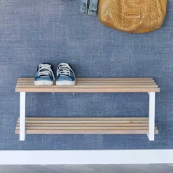 Wohnen Schuhschränke*71x26x34 Schuhregal in Eiche & Weiß - Marcios