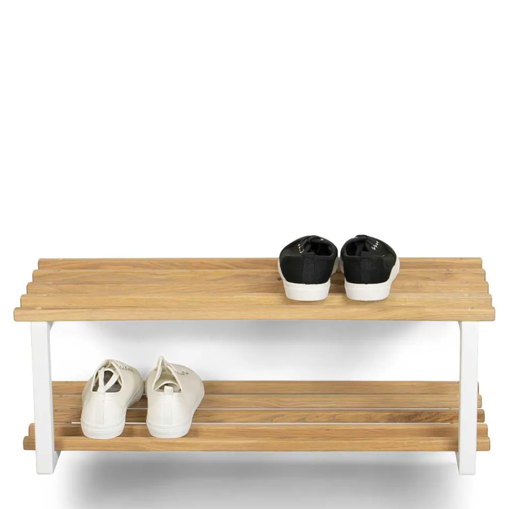 Wohnen Schuhschränke*71x26x34 Schuhregal in Eiche & Weiß - Marcios