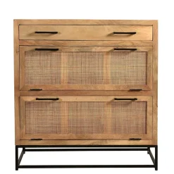 Wohnen Rattanmöbel|Schuhschränke*85x91x40 Schuhschrank aus Holz & Rattan Geflecht - Lazianus