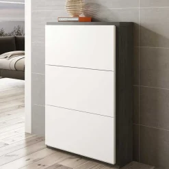 Wohnen Schuhschränke*80x120x27 Schuhschrank in Weiß & Schwarzgrau - Burano