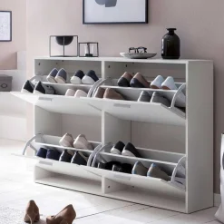 Wohnen 120x81x24 Schuhschrank mit 4 Klappen - Tudan