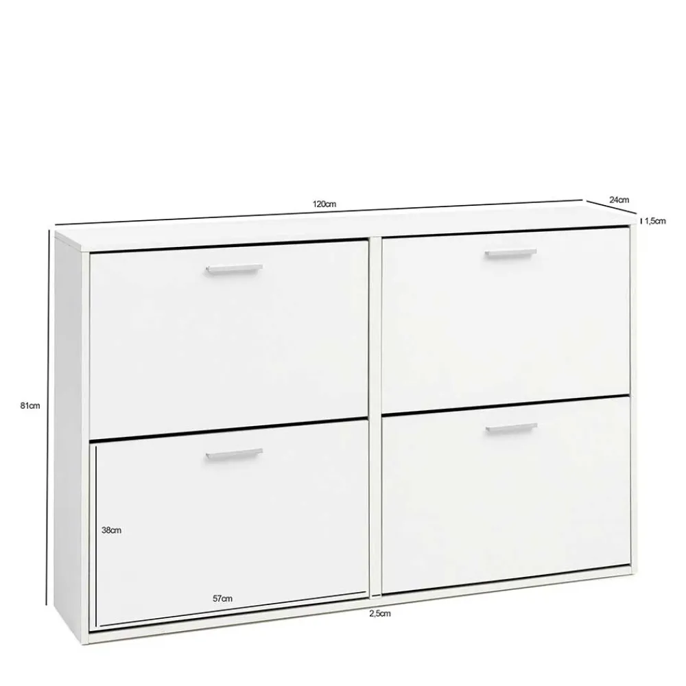 Wohnen 120x81x24 Schuhschrank mit 4 Klappen - Tudan