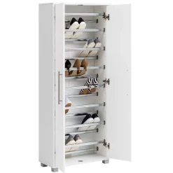 Wohnen 65x164x30 Schuhschrank mit Doppeltür in Weiß - Yoco