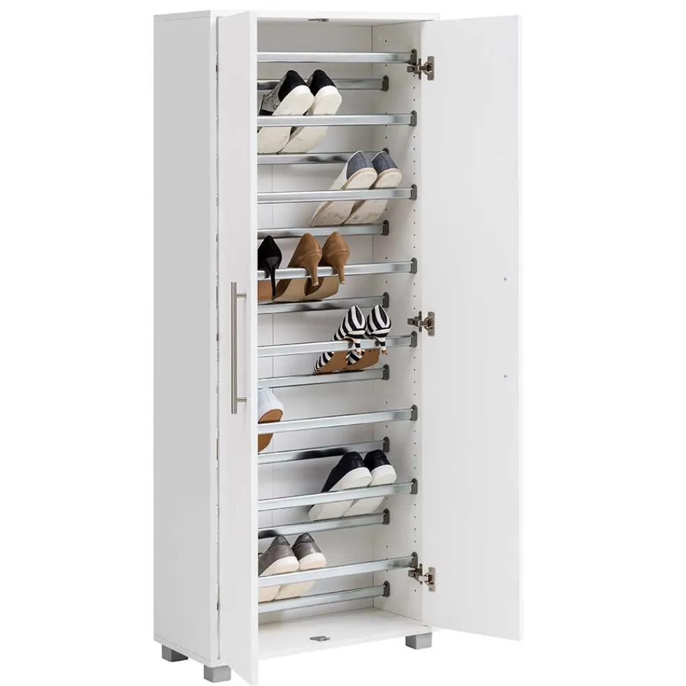 Wohnen 65x164x30 Schuhschrank mit Doppeltür in Weiß - Yoco