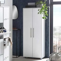 Wohnen 65x164x30 Schuhschrank mit Doppeltür in Weiß - Yoco