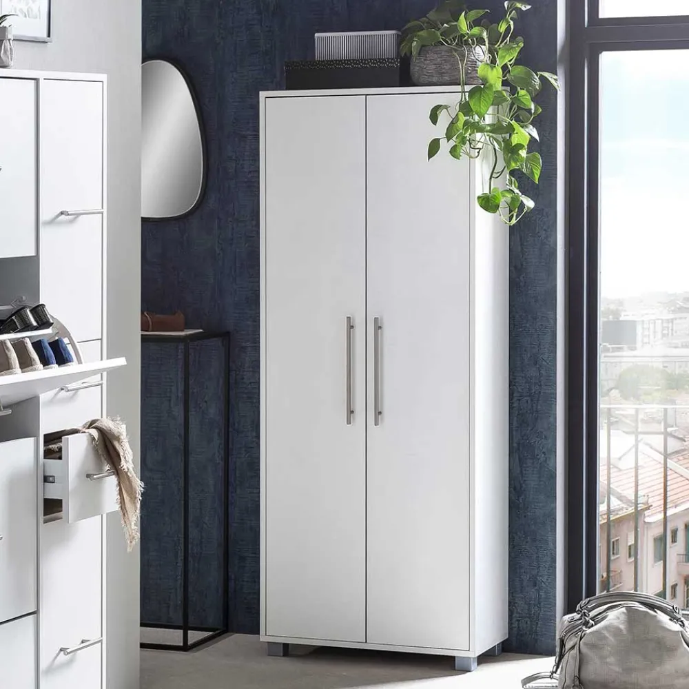 Wohnen 65x164x30 Schuhschrank mit Doppeltür in Weiß - Yoco