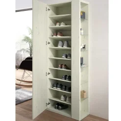 Wohnen Schuhschränke*63x180x35 Schuhschrank mit Seitenregal & Spiegeltür - Bizkaia
