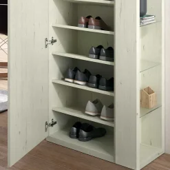 Wohnen Schuhschränke*63x180x35 Schuhschrank mit Seitenregal & Spiegeltür - Bizkaia