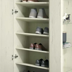 Wohnen Schuhschränke*63x180x35 Schuhschrank mit Seitenregal & Spiegeltür - Bizkaia