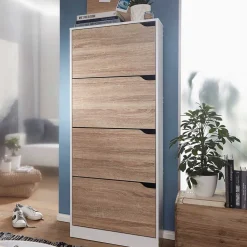 Wohnen Schuhschränke*60x15x24 Schuhschrank mit vier Klippfächern - Melks