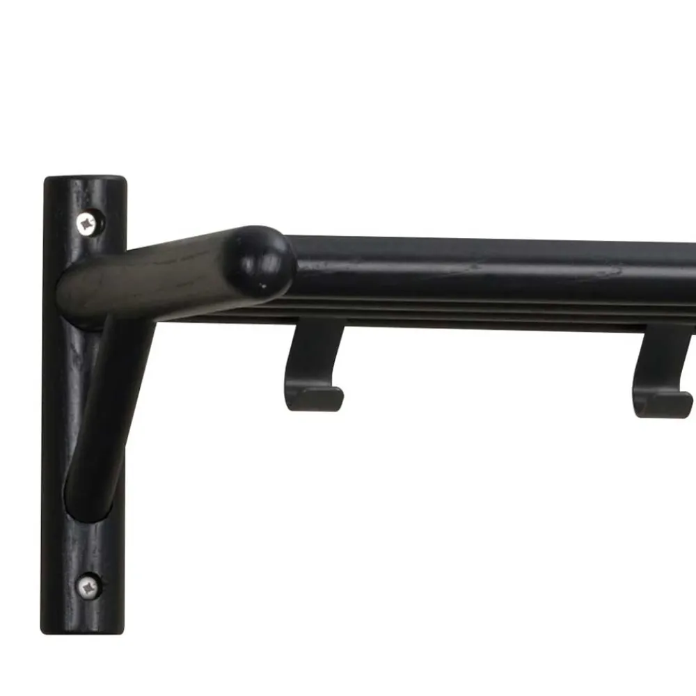 Wohnen 80x19x33 Schwarze Holz-Garderobe mit Ablage - Evlinu